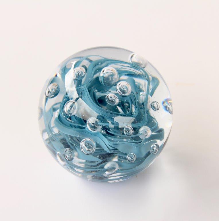 Large Blue & Clear Glass Paper Weight